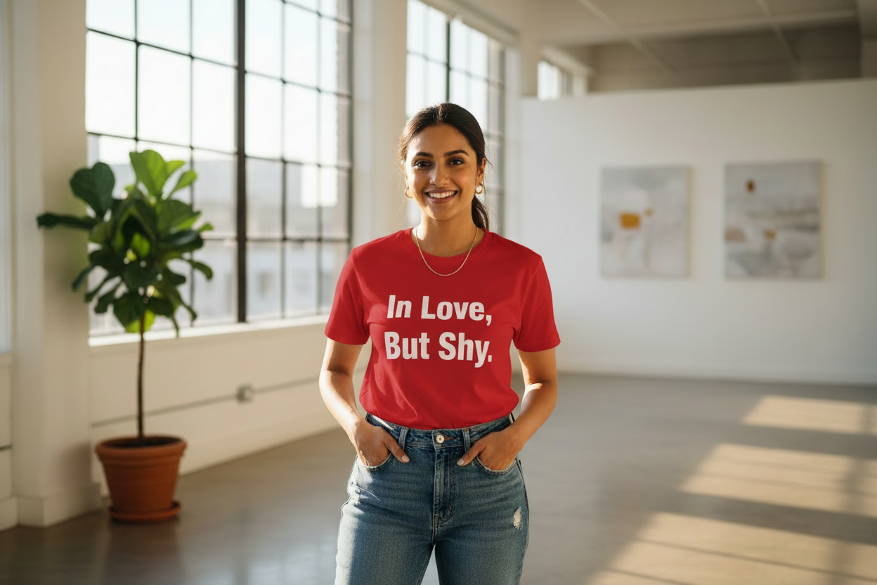 In Love, But Shy - red t-shirt